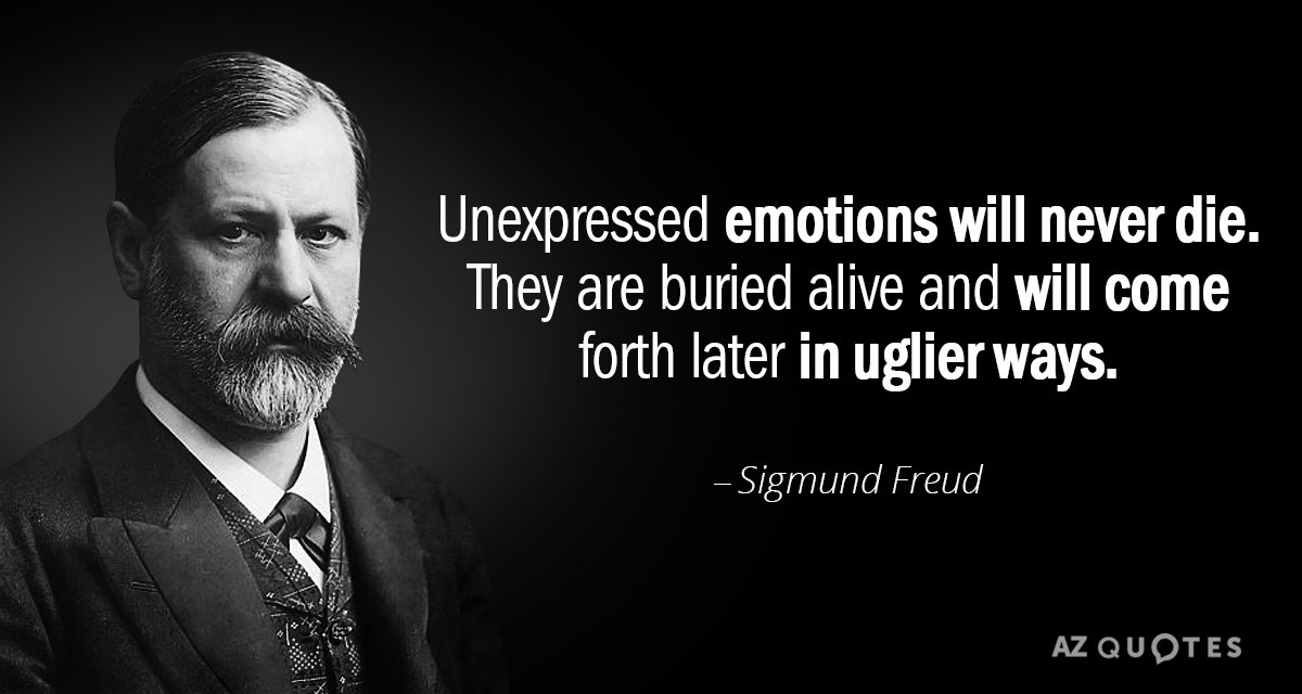 Sigmund Freud quote: Unexpressed emotions will never die. They are buried alive and will come forth...