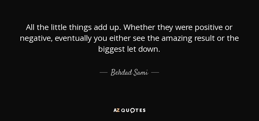 Behdad Sami Quote All The Little Things Add Up Whether They Were 