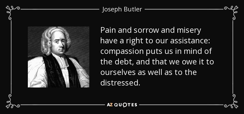 Joseph Butler Quote Pain And Sorrow And Misery Have A Right To Our 