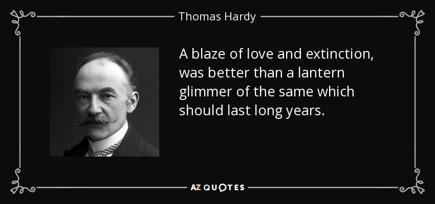 A blaze of love and extinction, was better than a lantern glimmer of the same which should last long years. - Thomas Hardy