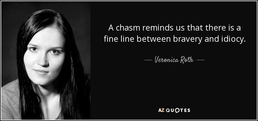 A chasm reminds us that there is a fine line between bravery and idiocy. - Veronica Roth