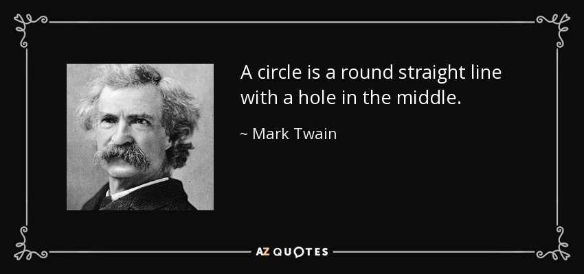 A circle is a round straight line with a hole in the middle. - Mark Twain