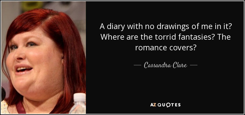 A diary with no drawings of me in it? Where are the torrid fantasies? The romance covers? - Cassandra Clare