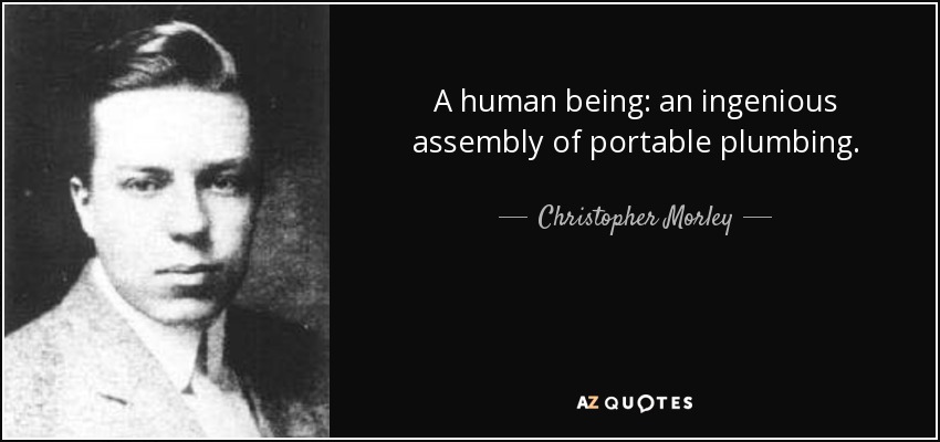 A human being: an ingenious assembly of portable plumbing. - Christopher Morley