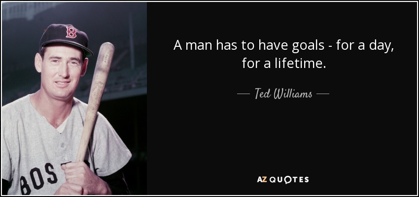 A man has to have goals - for a day, for a lifetime. - Ted Williams