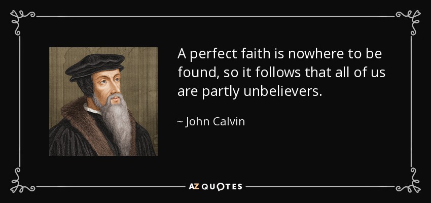 A perfect faith is nowhere to be found, so it follows that all of us are partly unbelievers. - John Calvin