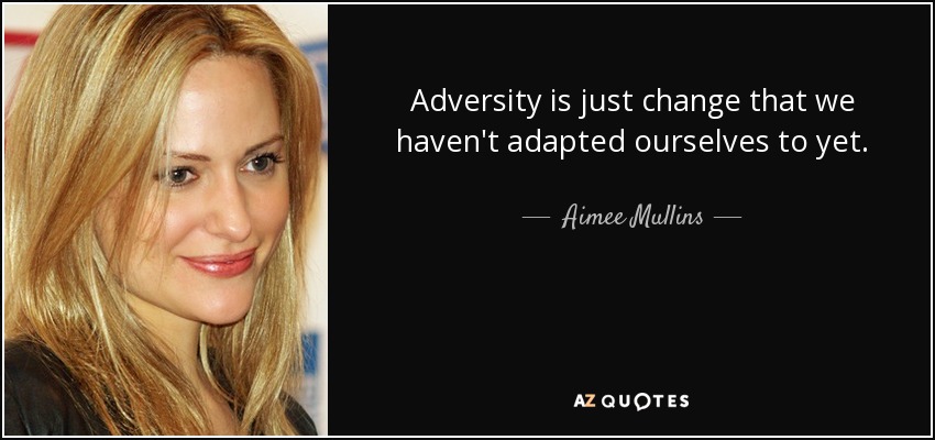 Adversity is just change that we haven't adapted ourselves to yet. - Aimee Mullins