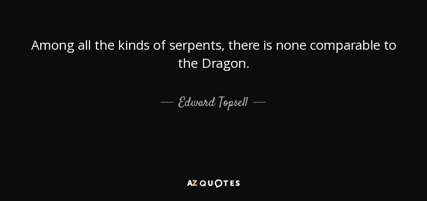 Among all the kinds of serpents, there is none comparable to the Dragon. - Edward Topsell