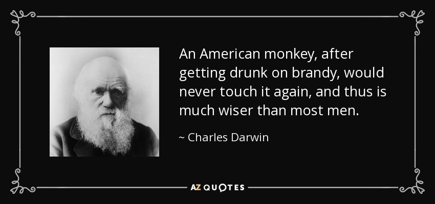 An American monkey, after getting drunk on brandy, would never touch it again, and thus is much wiser than most men. - Charles Darwin