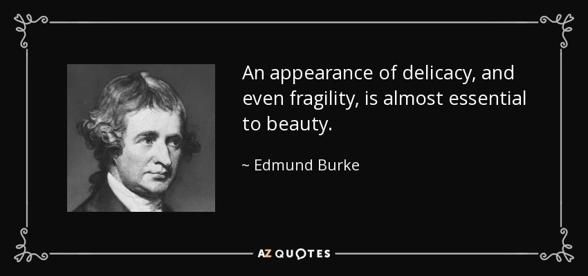 An appearance of delicacy, and even fragility, is almost essential to beauty. - Edmund Burke