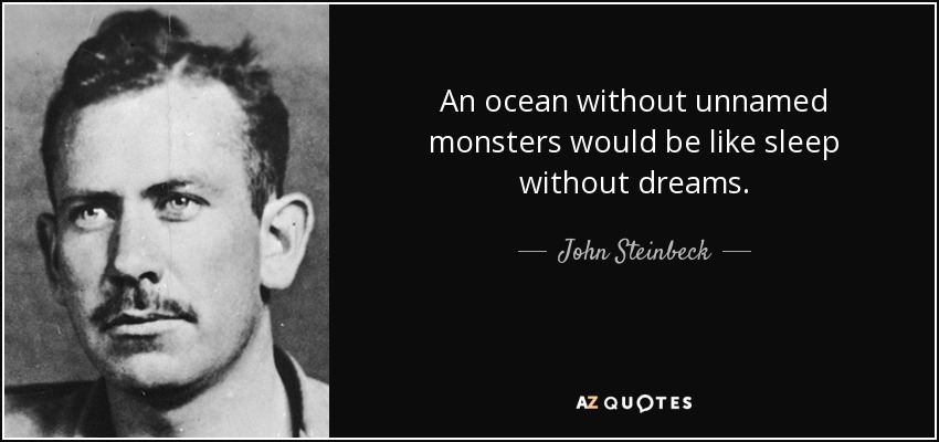 An ocean without unnamed monsters would be like sleep without dreams. - John Steinbeck