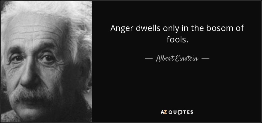 Anger dwells only in the bosom of fools. - Albert Einstein