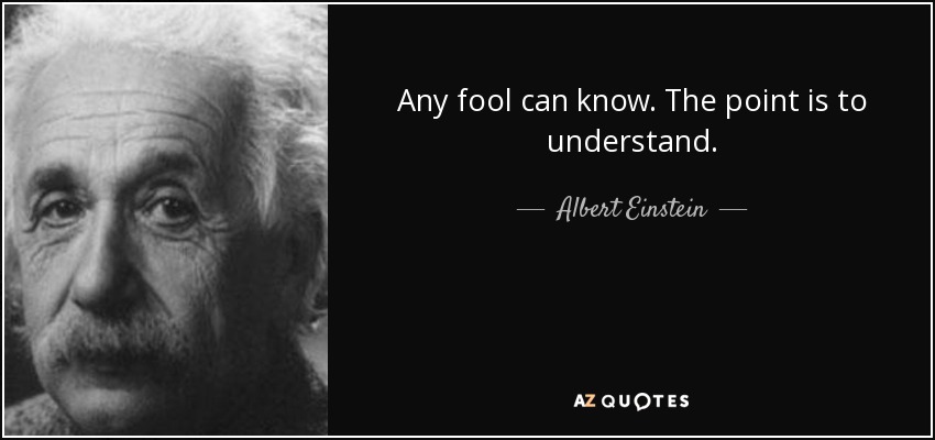 Any fool can know. The point is to understand. - Albert Einstein