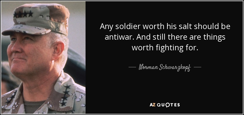 Any soldier worth his salt should be antiwar. And still there are things worth fighting for. - Norman Schwarzkopf