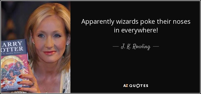 Apparently wizards poke their noses in everywhere! - J. K. Rowling