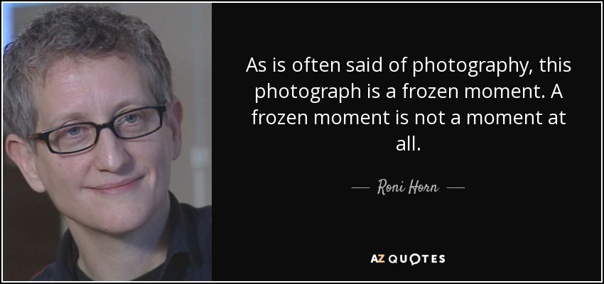 As is often said of photography, this photograph is a frozen moment. A frozen moment is not a moment at all. - Roni Horn