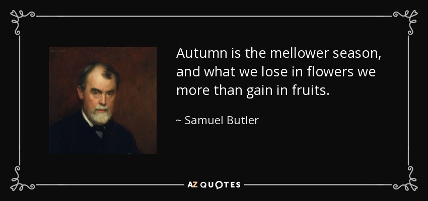 Autumn is the mellower season, and what we lose in flowers we more than gain in fruits. - Samuel Butler