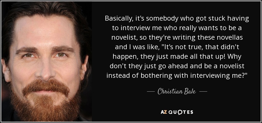 Basically, it's somebody who got stuck having to interview me who really wants to be a novelist, so they're writing these novellas and I was like, 