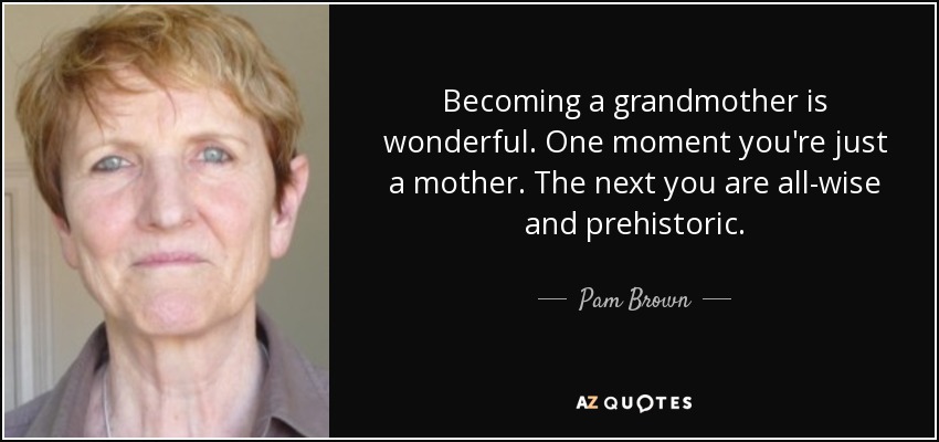 Becoming a grandmother is wonderful. One moment you're just a mother. The next you are all-wise and prehistoric. - Pam Brown