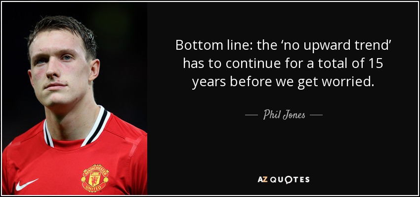 Bottom line: the ‘no upward trend’ has to continue for a total of 15 years before we get worried. - Phil Jones