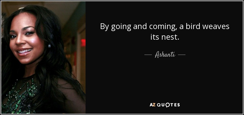 By going and coming, a bird weaves its nest. - Ashanti