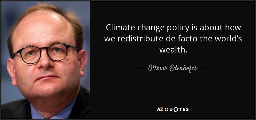 Climate change policy is about how we redistribute de facto the world’s wealth. - Ottmar Edenhofer