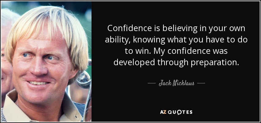 Confidence is believing in your own ability, knowing what you have to do to win. My confidence was developed through preparation. - Jack Nicklaus