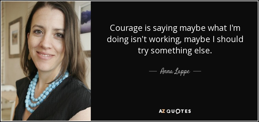 Courage is saying maybe what I'm doing isn't working, maybe I should try something else. - Anna Lappe