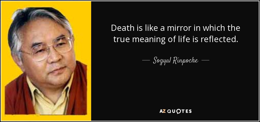 Death is like a mirror in which the true meaning of life is reflected. - Sogyal Rinpoche