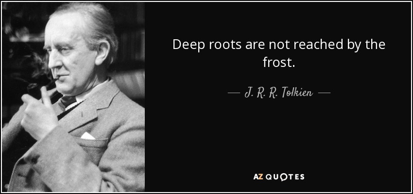 Deep roots are not reached by the frost. - J. R. R. Tolkien