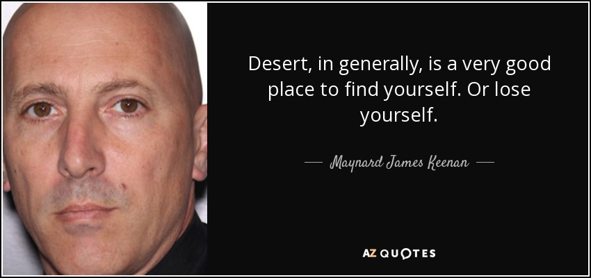 Desert, in generally, is a very good place to find yourself. Or lose yourself. - Maynard James Keenan