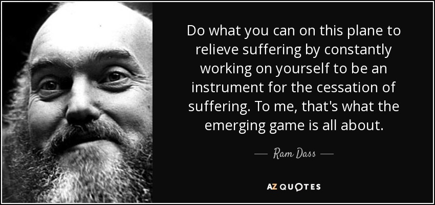Do what you can on this plane to relieve suffering by constantly working on yourself to be an instrument for the cessation of suffering. To me, that's what the emerging game is all about. - Ram Dass