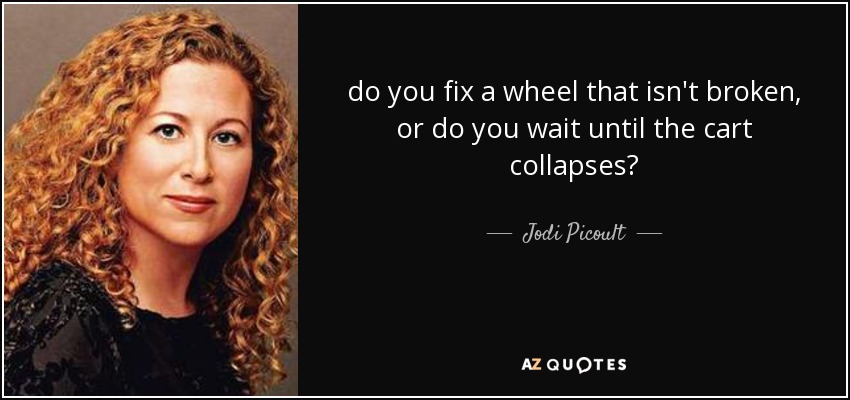 do you fix a wheel that isn't broken, or do you wait until the cart collapses? - Jodi Picoult