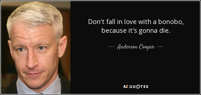 Don't fall in love with a bonobo, because it's gonna die. - Anderson Cooper