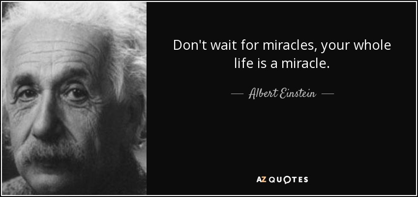 Don't wait for miracles, your whole life is a miracle. - Albert Einstein