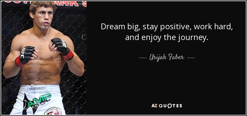 Dream big, stay positive, work hard, and enjoy the journey. - Urijah Faber