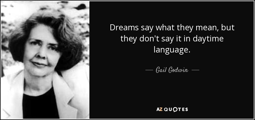 Dreams say what they mean, but they don't say it in daytime language. - Gail Godwin