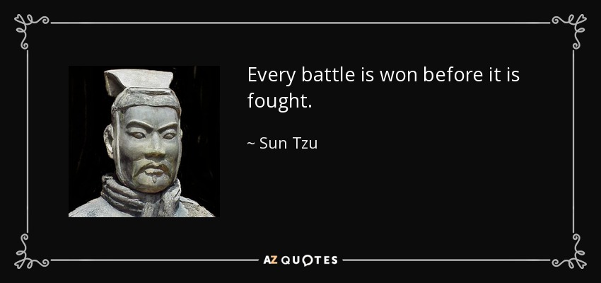 Every battle is won before it is fought. - Sun Tzu