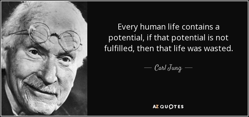 Every human life contains a potential, if that potential is not fulfilled, then that life was wasted. - Carl Jung