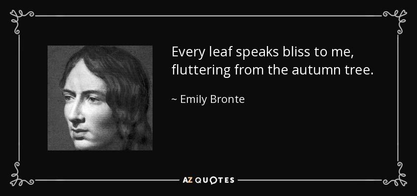 Every leaf speaks bliss to me, fluttering from the autumn tree. - Emily Bronte