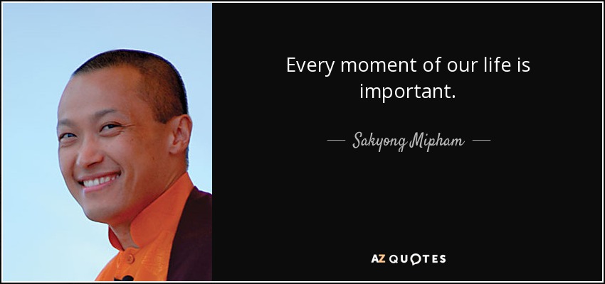 Every moment of our life is important. - Sakyong Mipham