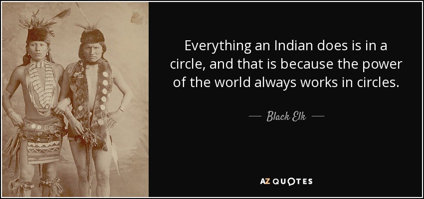 Everything an Indian does is in a circle, and that is because the power of the world always works in circles. - Black Elk