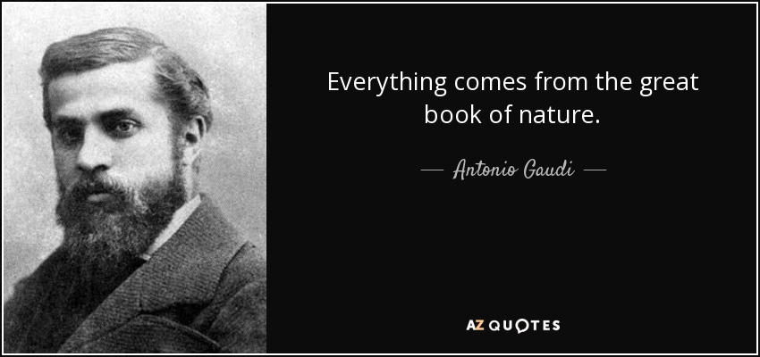 Everything comes from the great book of nature. - Antonio Gaudi