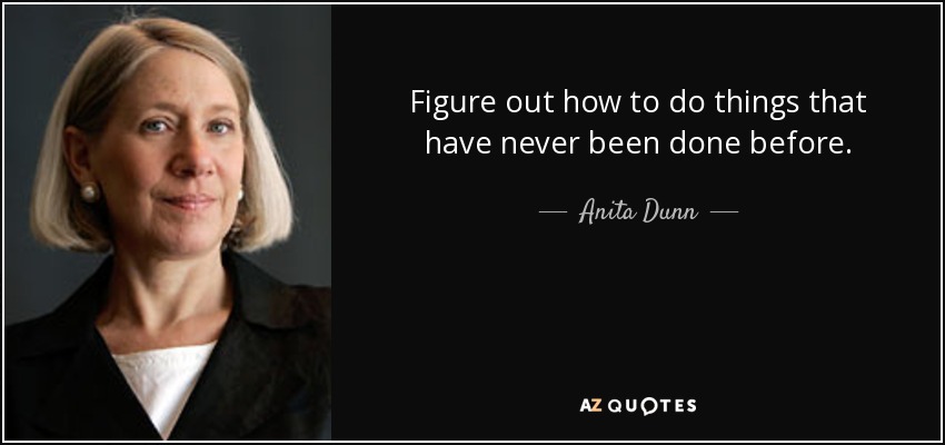Figure out how to do things that have never been done before. - Anita Dunn