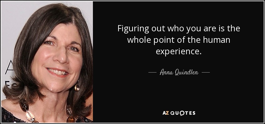 Figuring out who you are is the whole point of the human experience. - Anna Quindlen