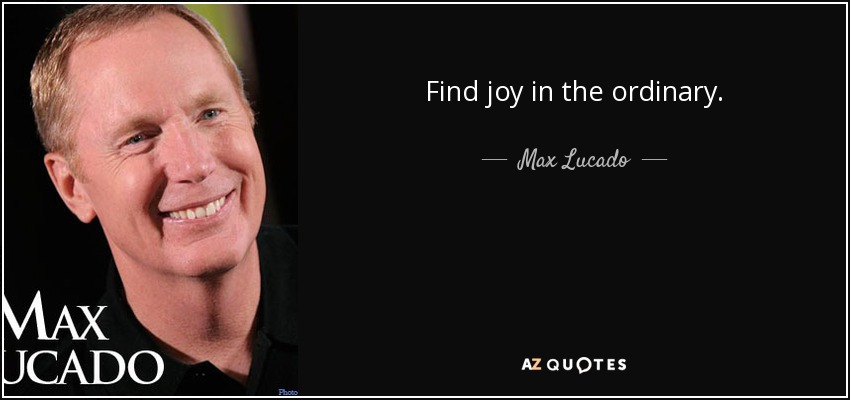Find joy in the ordinary. - Max Lucado