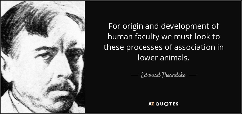 For origin and development of human faculty we must look to these processes of association in lower animals. - Edward Thorndike