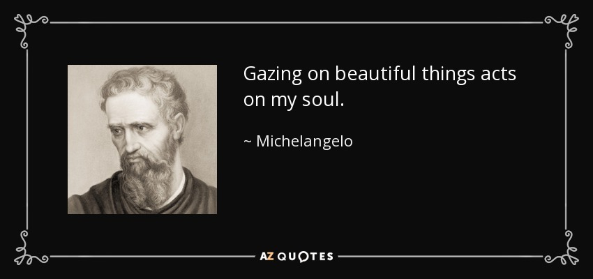 Gazing on beautiful things acts on my soul. - Michelangelo