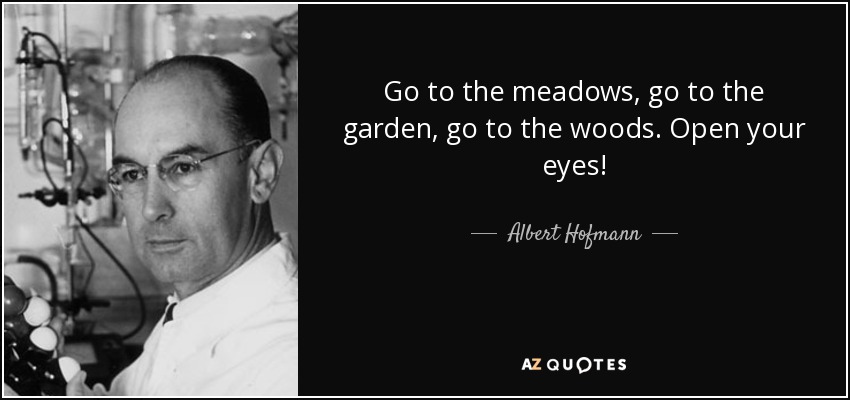 Go to the meadows, go to the garden, go to the woods. Open your eyes! - Albert Hofmann