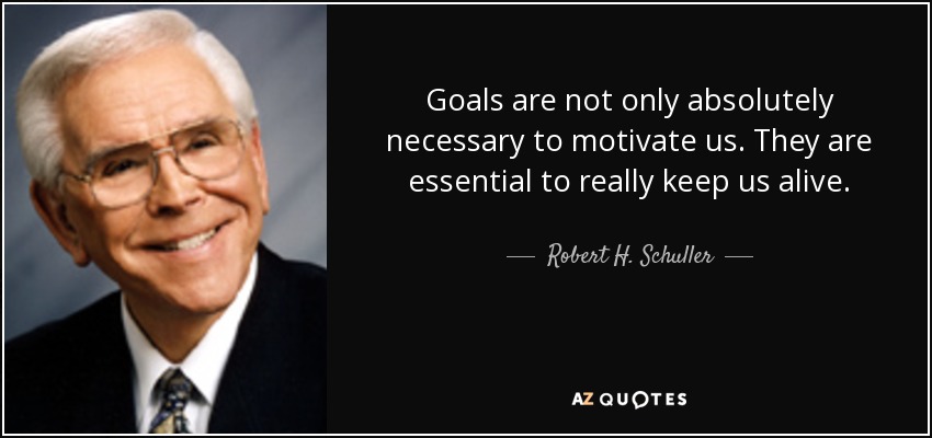 Goals are not only absolutely necessary to motivate us. They are essential to really keep us alive. - Robert H. Schuller